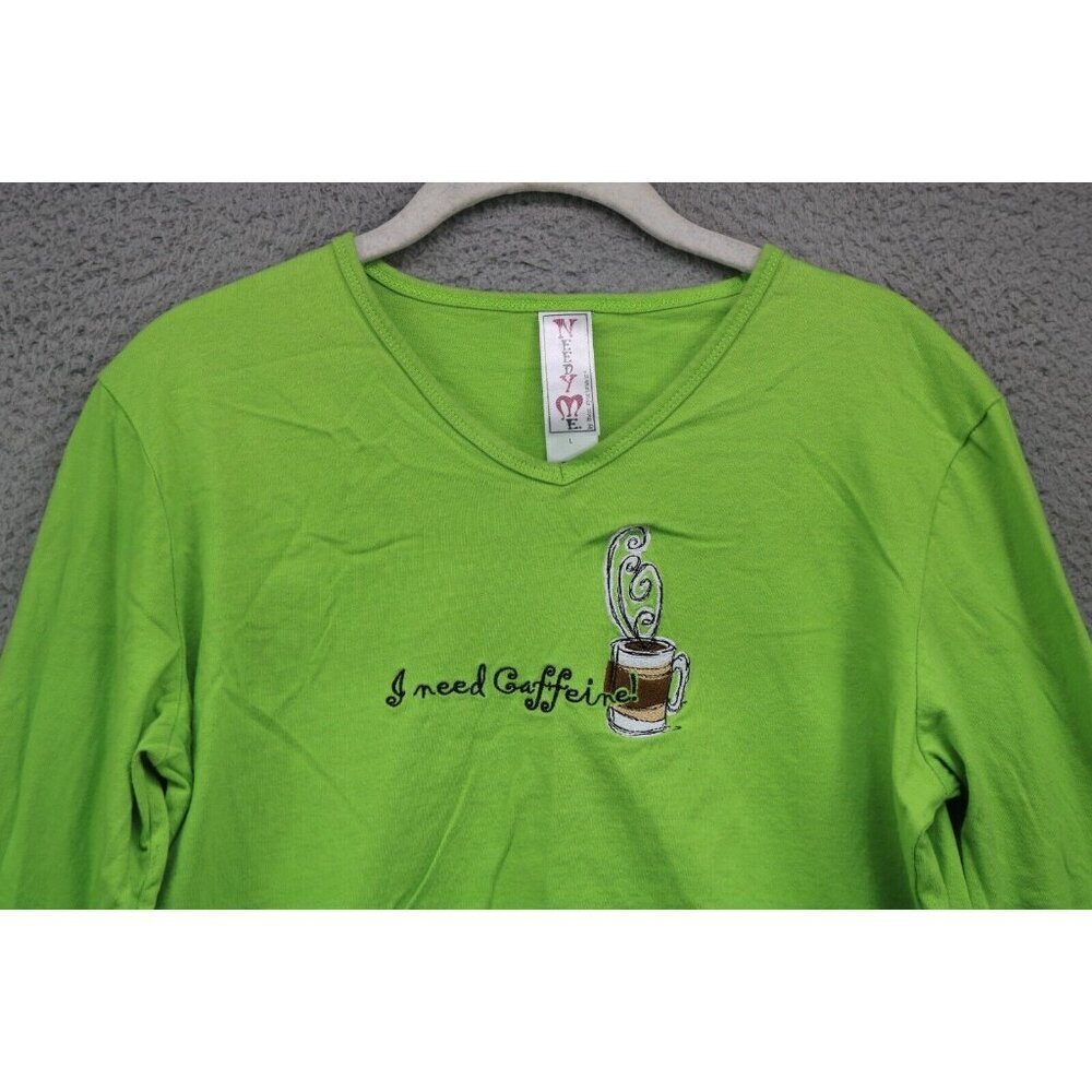 Needy Me Pajama Set-"I Need Caffeine"-Size Large-Drawstring - Picture 13 of 16